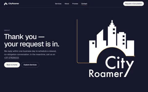Message-sent confirmation page