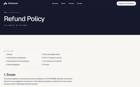 Refund policy page