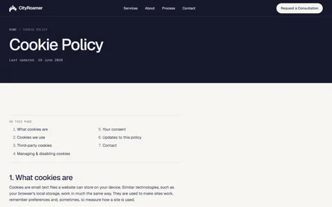 Cookie policy page