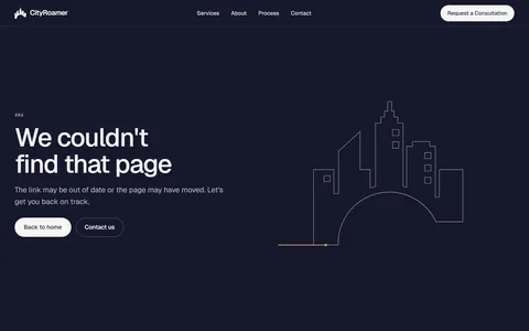 The branded 404 page
