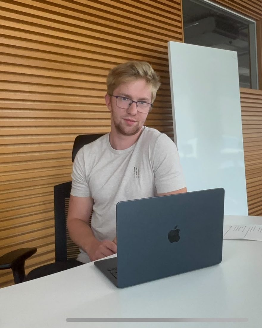 Ed at his desk in Riga