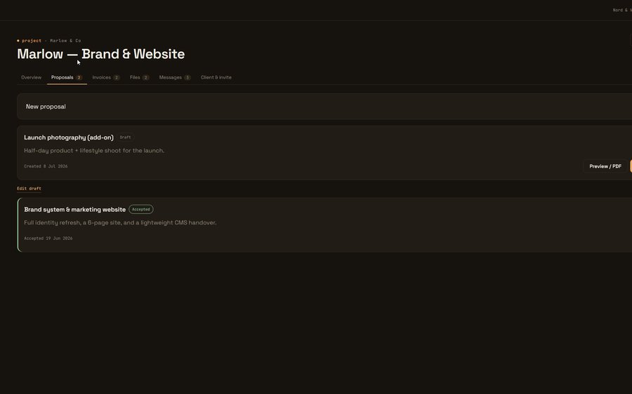 The iziwerk app's per-client project workspace