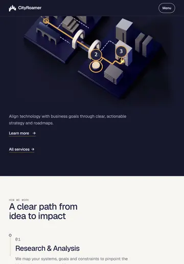 CityRoamer home page at tablet, one frame of the recorded walk